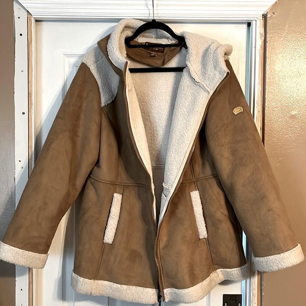 COPY - Koolaburra by Ugg Faux Suede Hooded Coat with Sherpa Trim